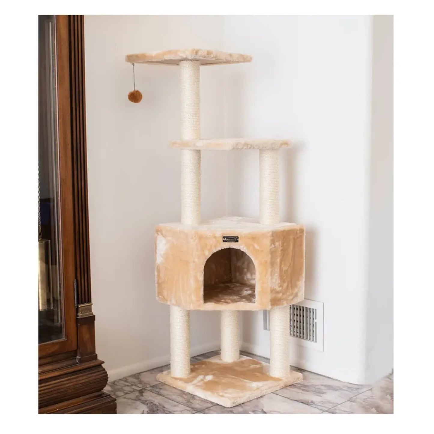 Armarkat Three-Level Wooden Kitty Tower 48" - A4801