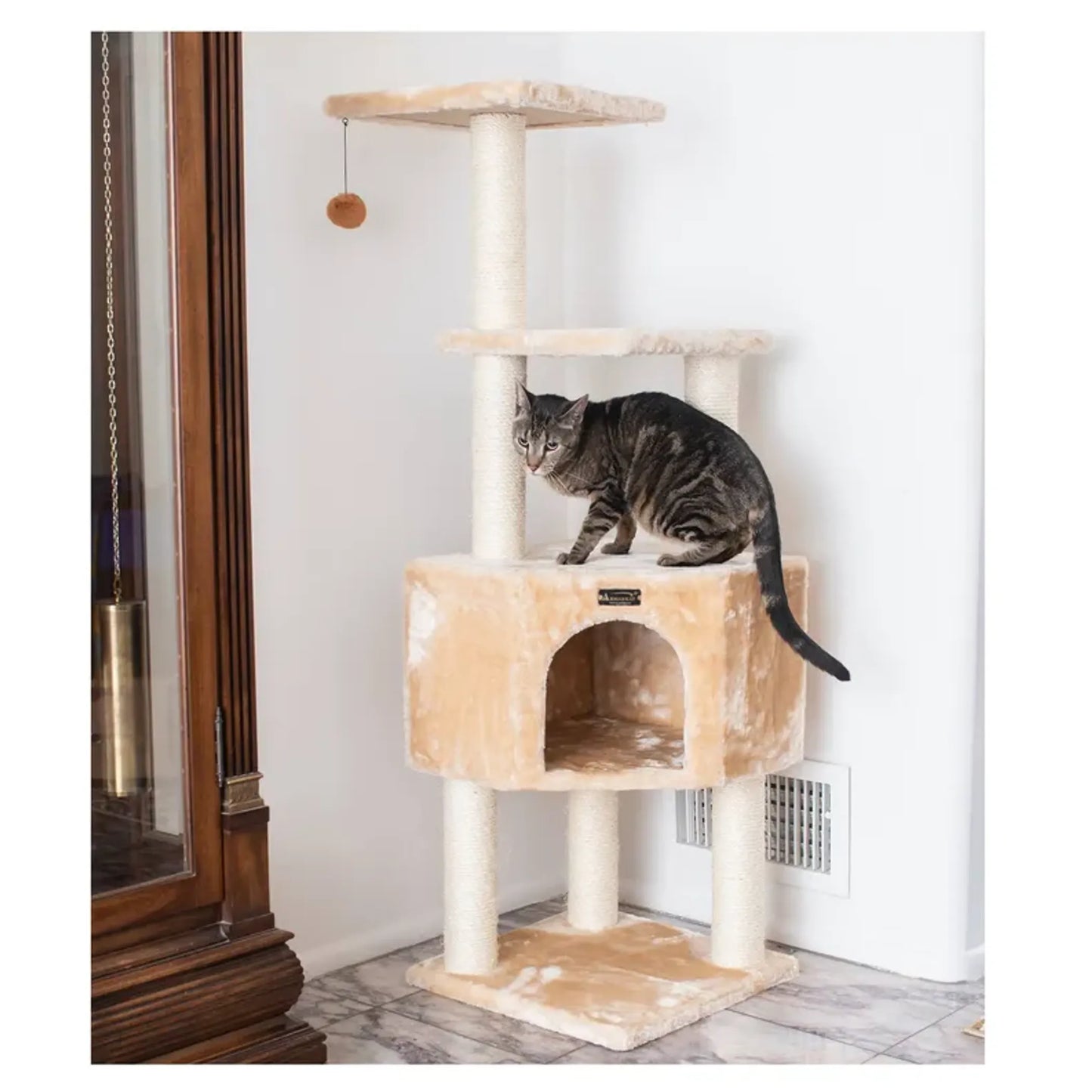 Armarkat Three-Level Wooden Kitty Tower 48" - A4801