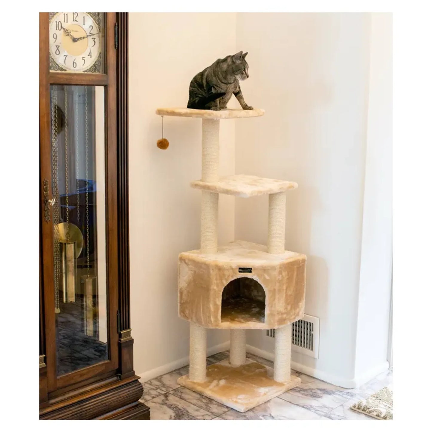 Armarkat Three-Level Wooden Kitty Tower 48" - A4801