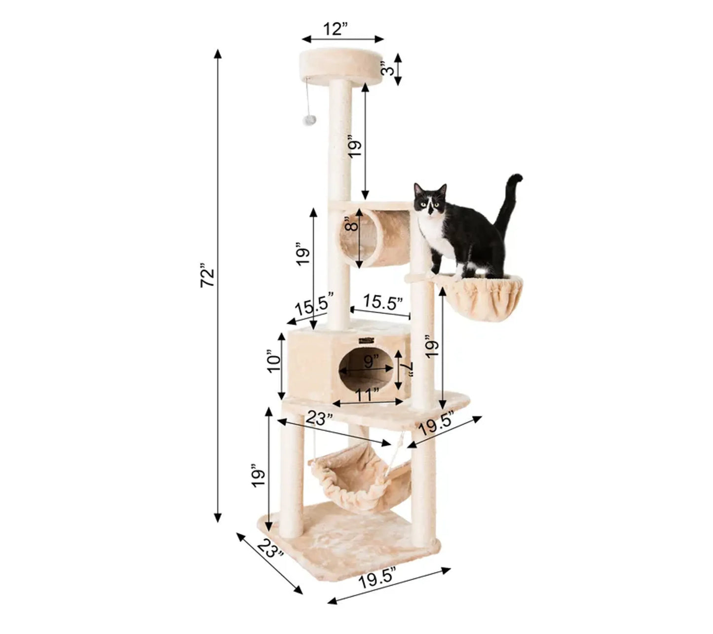 Armarkat Wooden Kitty Tower - 72" - A7204