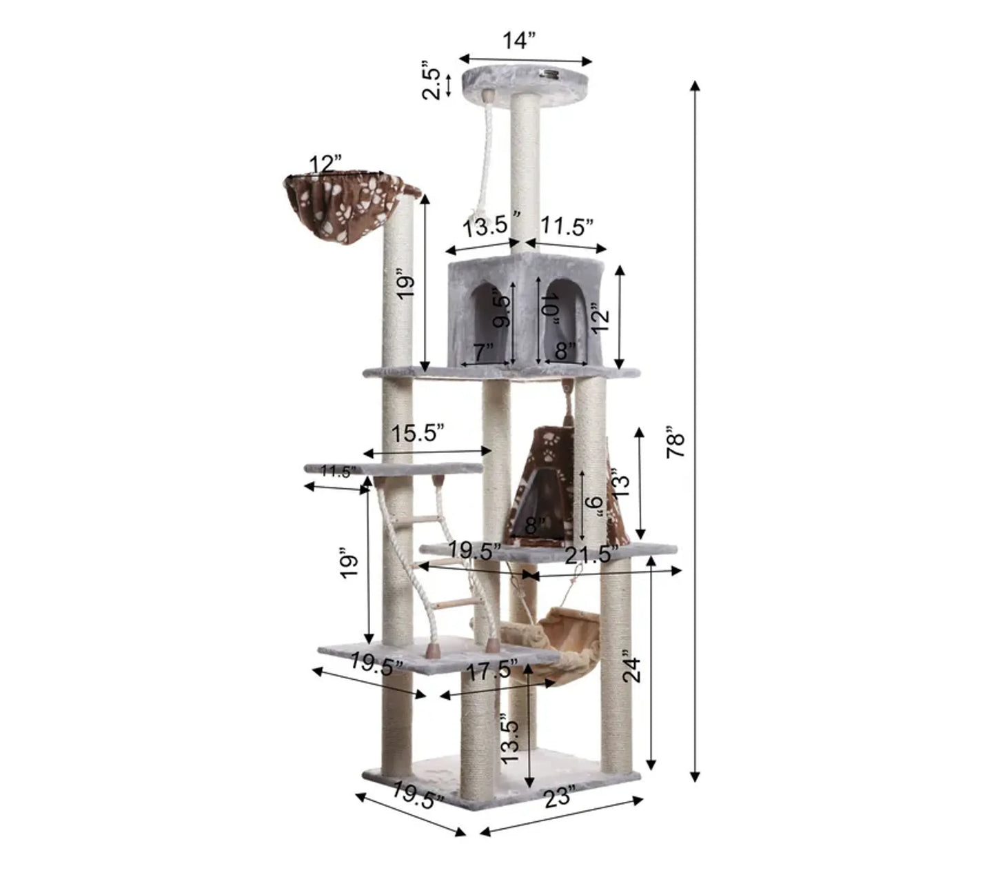 Armarkat Wooden Cat Climber with Playhouse 78" - A7802