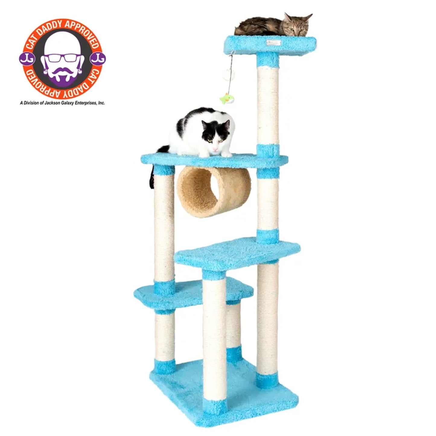 Armarkat Sky Blue Wooden Kitty Tree 61" - X6105