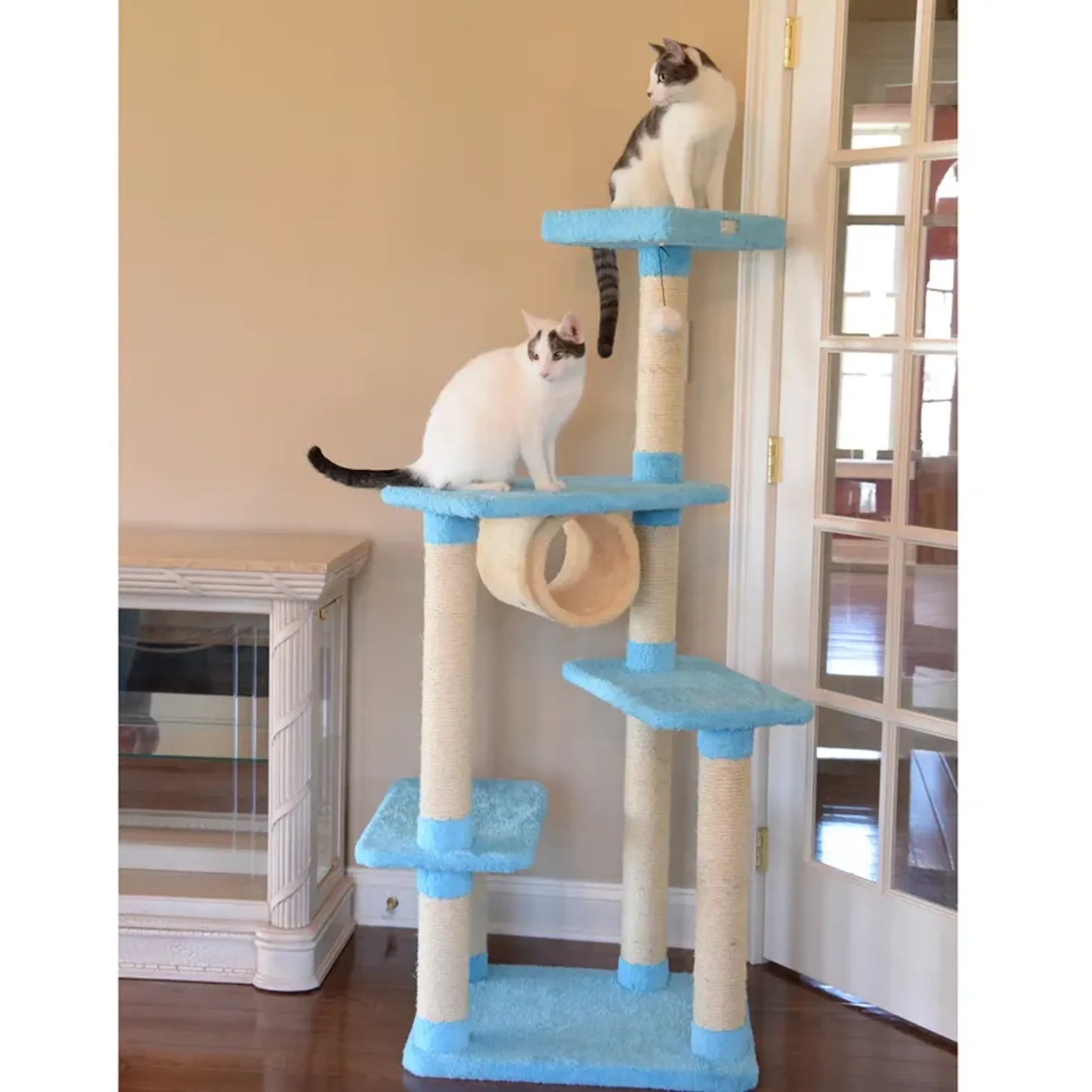 Armarkat Sky Blue Wooden Kitty Tree 61" - X6105