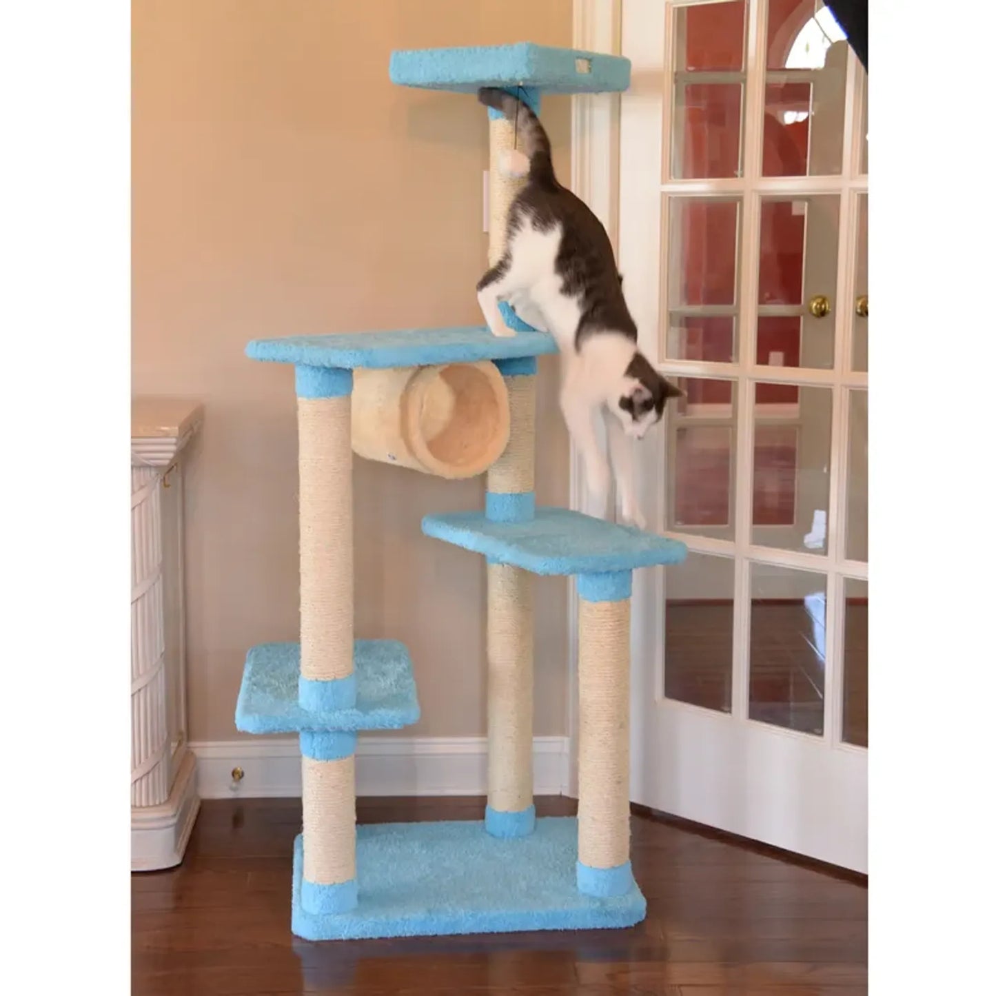 Armarkat Sky Blue Wooden Kitty Tree 61" - X6105