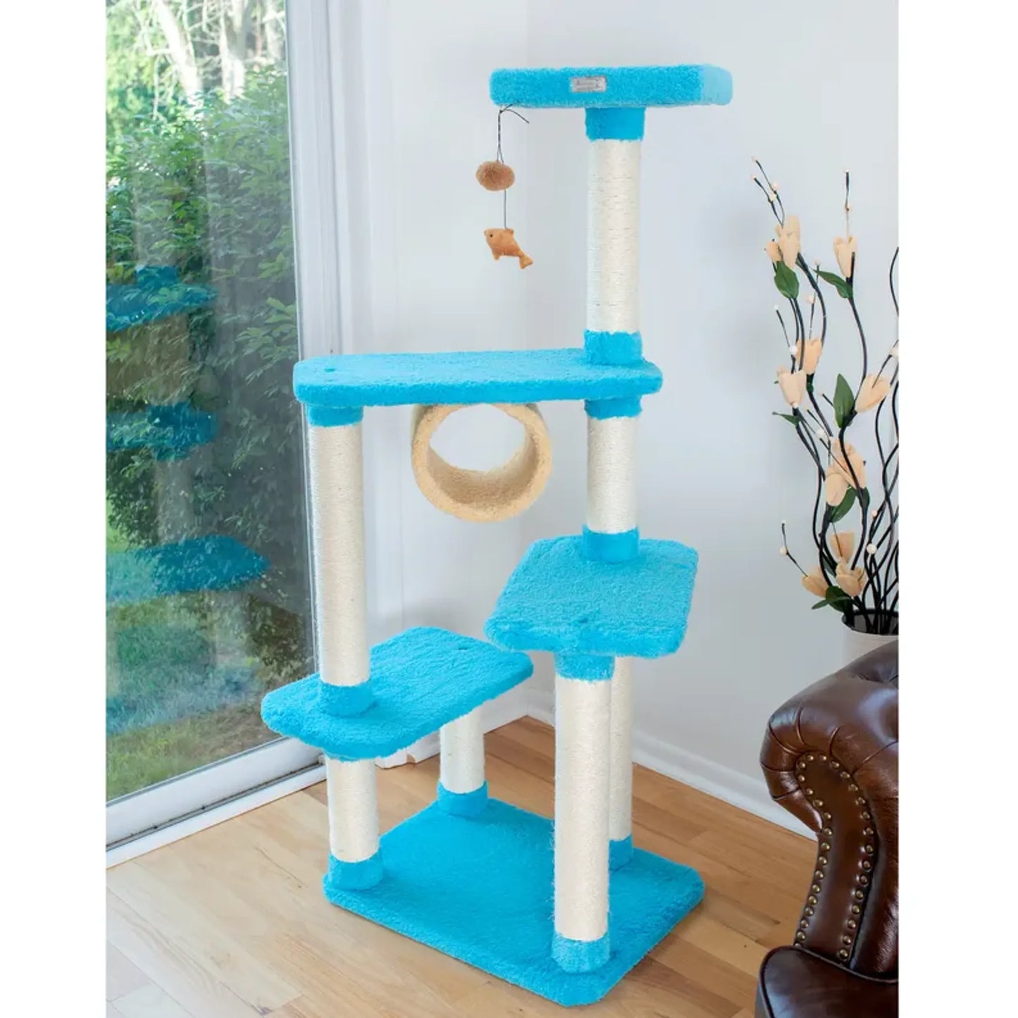 Armarkat Sky Blue Wooden Kitty Tree 61" - X6105