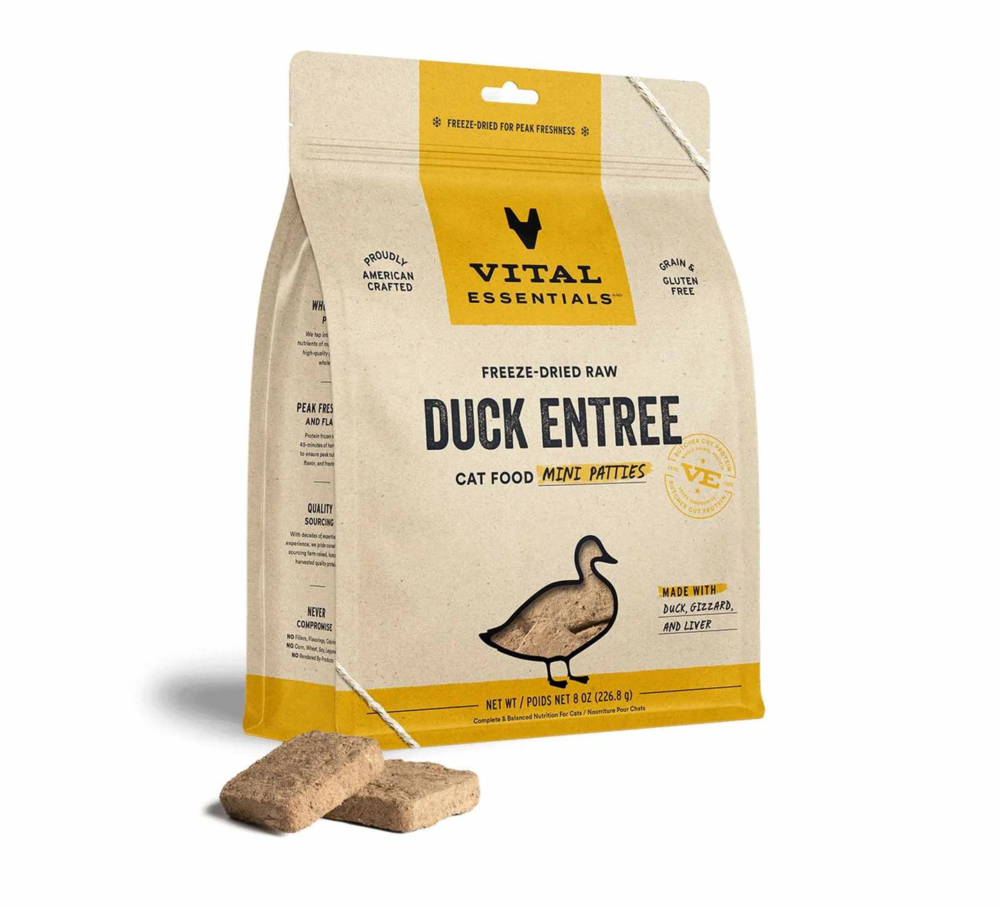 Vital Essentials(R) Freeze-Dried Raw Duck Entree Cat Food Mini Patties